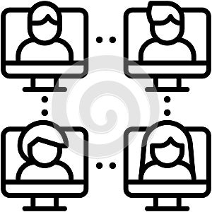 Network group, Telecommuting or  remote work icon