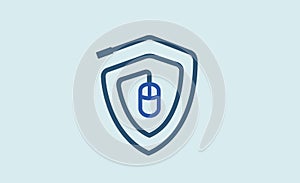Network Guard Shield Mouse Click Symbol Logo Vector Design Illustration