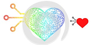 Network Heart Sensor Web Mesh Icon with Spectrum Gradient