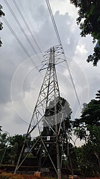 a network of high voltage power towers crisscrossed the land