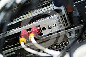 Network hub cable lan Close up