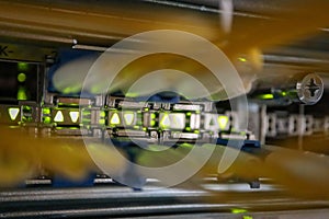 network hub switch and patch cables with lights