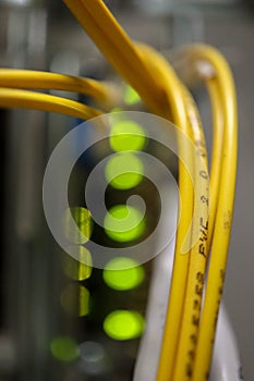 network hub switch and patch cables with lights