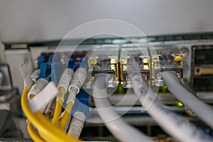 network hub switch and patch cables with lights