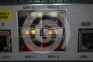 network hub switch and patch cables with lights