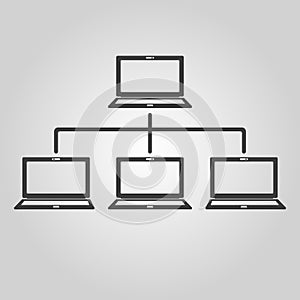 The network icon. Connection and internet, database symbol. Flat