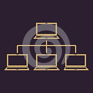 The network icon. Connection and internet, database symbol. Flat