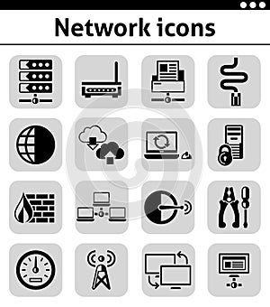 Network icons set black