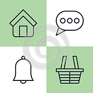 Network Icons Set. Collection Of Shop, Estate, Bell And Other Elements. Also Includes Symbols Such As House, Alarm