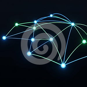 Network illustration featuring interconnected nodes on a dark