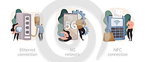 Network infrastructure abstract concept vector illustrations.