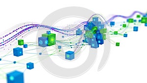 Network of Interconnected Cubes and Data Streams blockchain technology