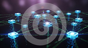 Network of interconnected glowing nodes representing