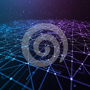 With a network of interconnected lines and points creating a