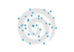 A network of interconnected nodes forming a geometric pattern on a plain background
