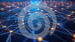 Connected Digital Network: Abstract Visualization of Data Flow and Global Connections