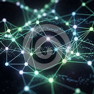 Network of interconnected nodes and lines, resembling an abstract