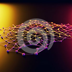 A network of interconnected nodes and lines resembling a neural network or abstract
