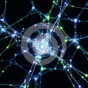 A network of interconnected nodes resembling a neural network or