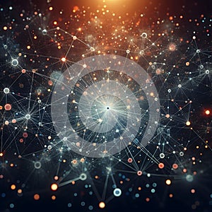 A network of interconnected points or nodes, which are linked by lines to form a complex web