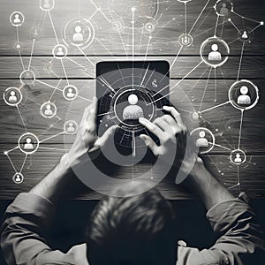 A network of interconnected points or nodes, which are linked by lines to form a complex web