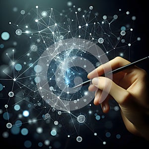 A network of interconnected points or nodes, which are linked by lines to form a complex web