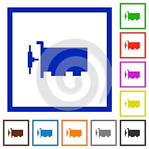 Network interface card flat framed icons