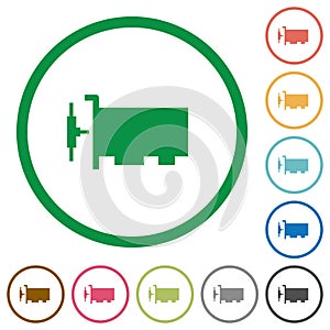 Network interface card flat icons with outlines