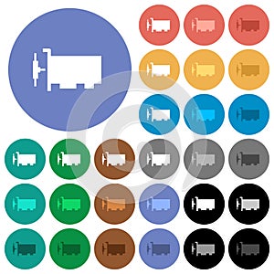 Network interface card round flat multi colored icons