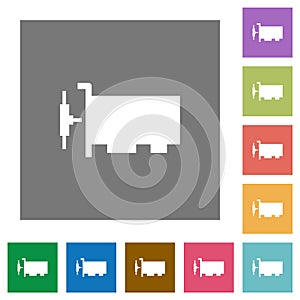 Network interface card square flat icons