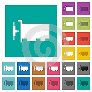 Network interface card square flat multi colored icons
