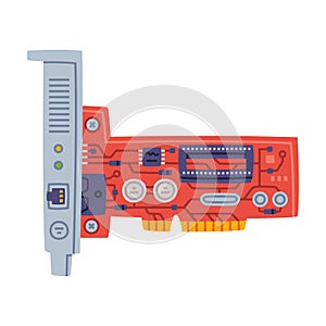 Network Interface Controller as Personal Computer Accessory and Component for Repair Vector Illustration