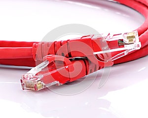 Network internet cable isolated on white background