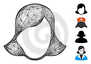 Network Lady Face Template Vector Mesh