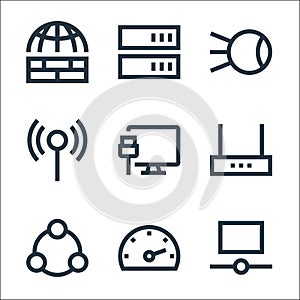 network line icons. linear set. quality vector line set such as computer networking, internet connection, network connection, wifi