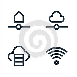 network line icons. linear set. quality vector line set such as wifi, cloud database, cloud connection