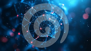 Network of lines connecting glowing dots forming abstract sphere