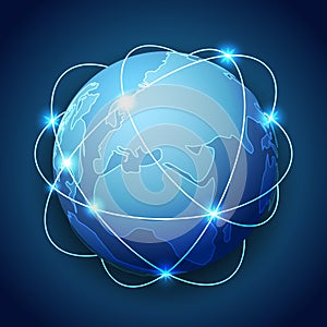 Network Link Around The World Technology Background