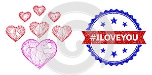 Network Lovely Hearts Mesh and Distress Bicolor hash Iloveyou Stamp Seal