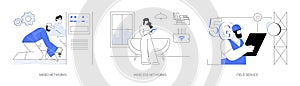 Network maintenance abstract concept vector illustrations.