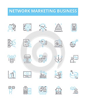 Network marketing business vector line icons set. Network, Marketing, Business, MLM, Direct, Selling, Home-Based