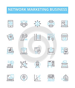 Network marketing business vector line icons set. Network, Marketing, Business, MLM, Direct, Selling, Home-Based