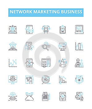 Network marketing business vector line icons set. Network, Marketing, Business, MLM, Direct, Selling, Home-Based photo