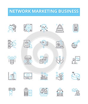 Network marketing business vector line icons set. Network, Marketing, Business, MLM, Direct, Selling, Home-Based photo