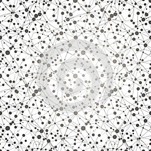 Network or molecular structure, with thin lines linking the dots in a complex