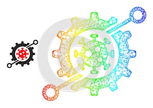 Network Nanobot Web Mesh Icon with Spectral Gradient