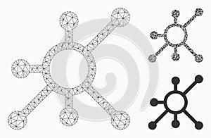 Network Node Vector Mesh Carcass Model and Triangle Mosaic Icon