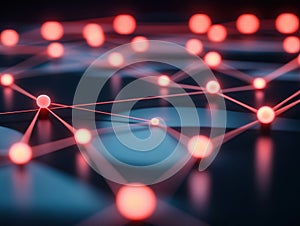 Network nodes connecting, creating complex structure in digital space