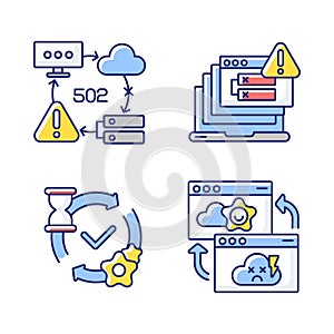 Network notifications RGB color icons set