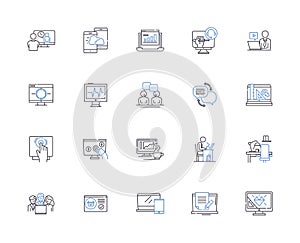 Network outline icons collection. Network, Internet, Wi-Fi, Ethernet, Connectivity, Routers, Hubs vector and
